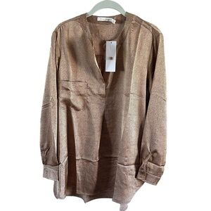 NWT Bishop + Young Top micro dots slight shimmer pullover tunic/blouse size L